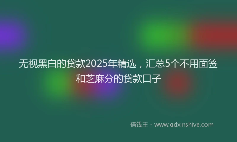 无视黑白的贷款2025年精选，汇总5个不用面签和芝麻分的贷款口子