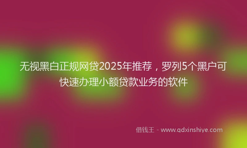 无视黑白正规网贷2025年推荐，罗列5个黑户可快速办理小额贷款业务的软件