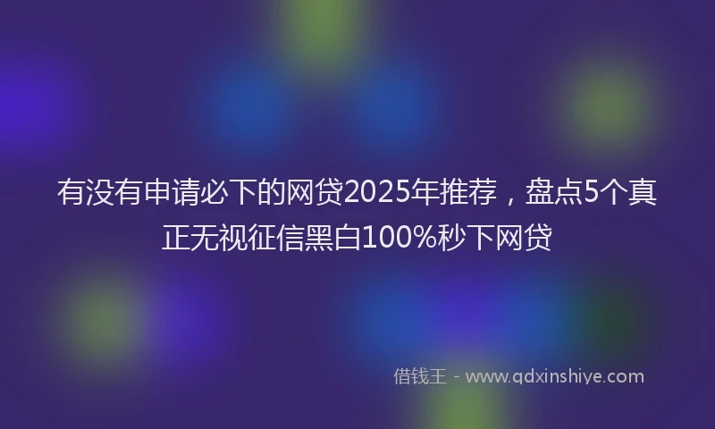有没有申请必下的网贷2025年推荐，盘点5个真正无视征信黑白100%秒下网贷