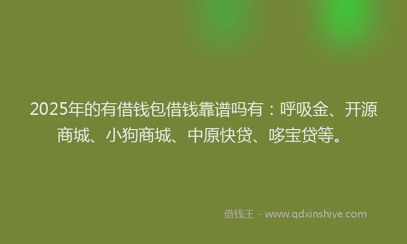 2025年的有借钱包借钱靠谱吗有：呼吸金、开源商城、小狗商城、中原快贷、哆宝贷等。