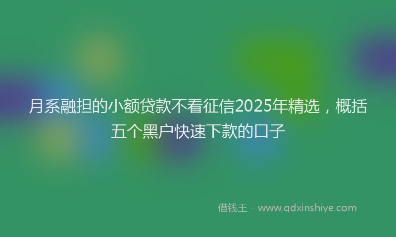 月系融担的小额贷款不看征信2025年精选，概括五个黑户快速下款的口子