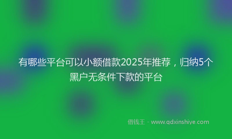 有哪些平台可以小额借款2025年推荐，归纳5个黑户无条件下款的平台
