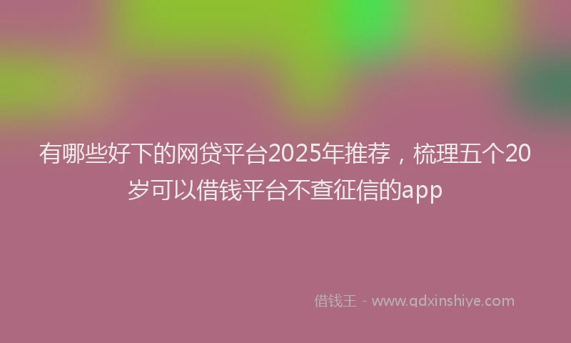 有哪些好下的网贷平台2025年推荐，梳理五个20岁可以借钱平台不查征信的app