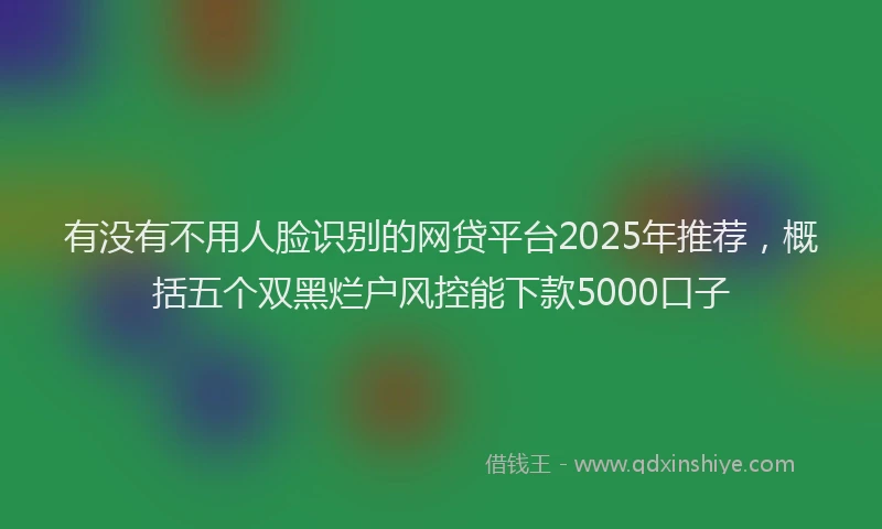 有没有不用人脸识别的网贷平台2025年推荐，概括五个双黑烂户风控能下款5000口子