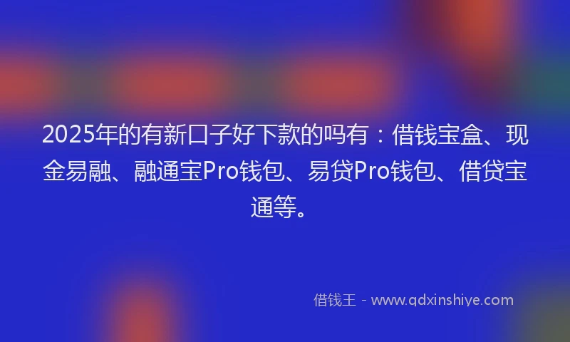 2025年的有新口子好下款的吗有：借钱宝盒、现金易融、融通宝Pro钱包、易贷Pro钱包、借贷宝通等。