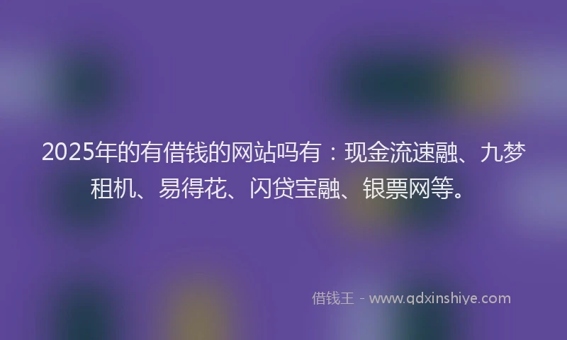 2025年的有借钱的网站吗有：现金流速融、九梦租机、易得花、闪贷宝融、银票网等。