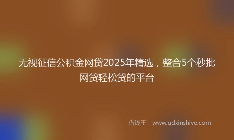 无视征信公积金网贷2025年精选，整合5个秒批网贷轻松贷的平台