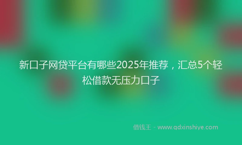 新口子网贷平台有哪些2025年推荐，汇总5个轻松借款无压力口子