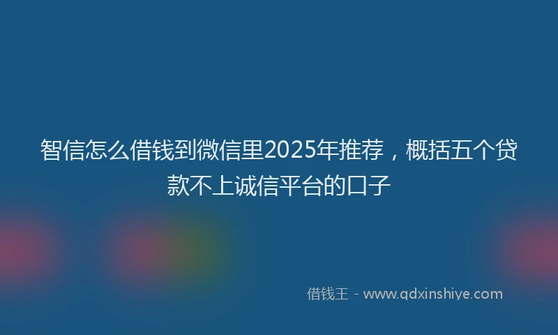 智信怎么借钱到微信里2025年推荐，概括五个贷款不上诚信平台的口子