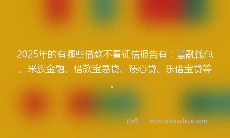 2025年的有哪些借款不看征信报告有：慧融钱包、米族金融、借款宝易贷、臻心贷、乐借宝贷等。