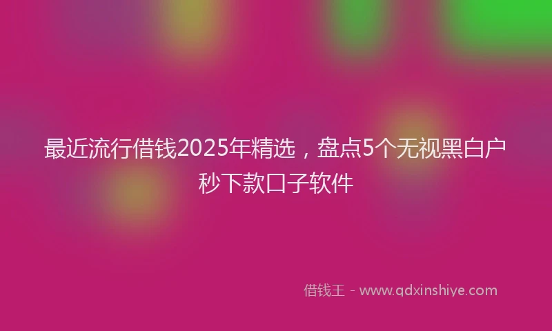 最近流行借钱2025年精选，盘点5个无视黑白户秒下款口子软件