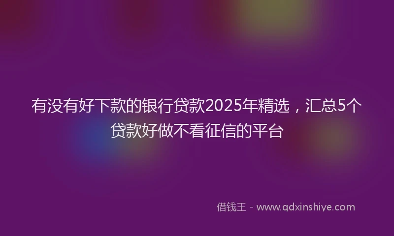 有没有好下款的银行贷款2025年精选，汇总5个贷款好做不看征信的平台