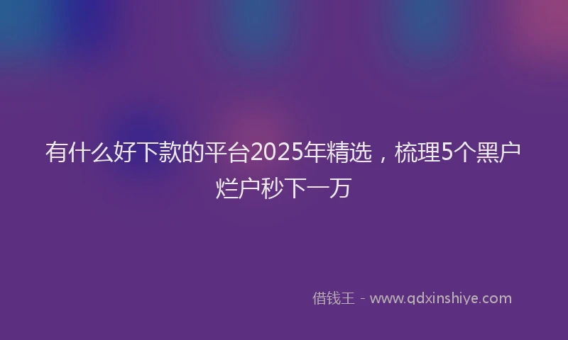 有什么好下款的平台2025年精选，梳理5个黑户烂户秒下一万