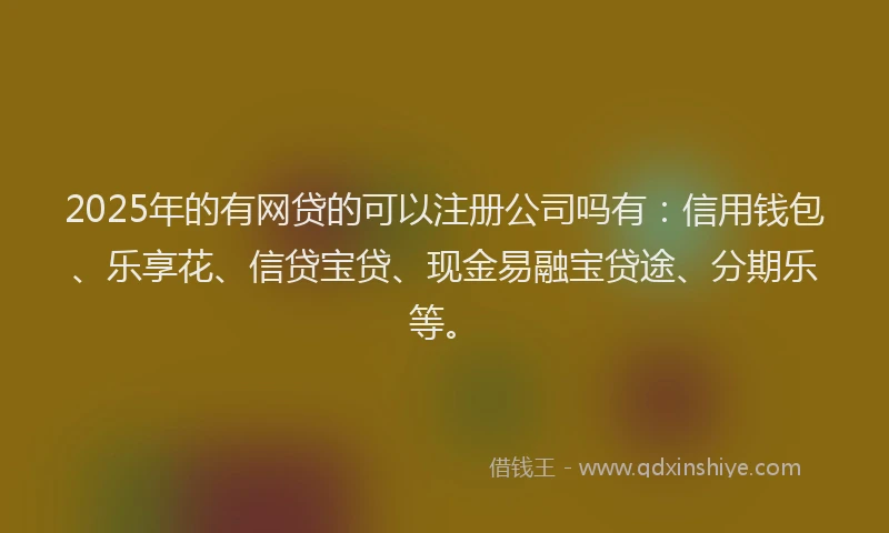2025年的有网贷的可以注册公司吗有：信用钱包、乐享花、信贷宝贷、现金易融宝贷途、分期乐等。