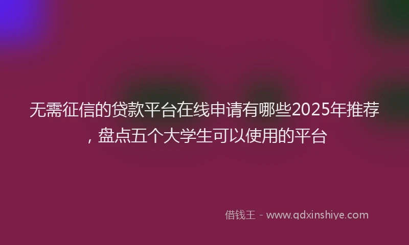 无需征信的贷款平台在线申请有哪些2025年推荐，盘点五个大学生可以使用的平台