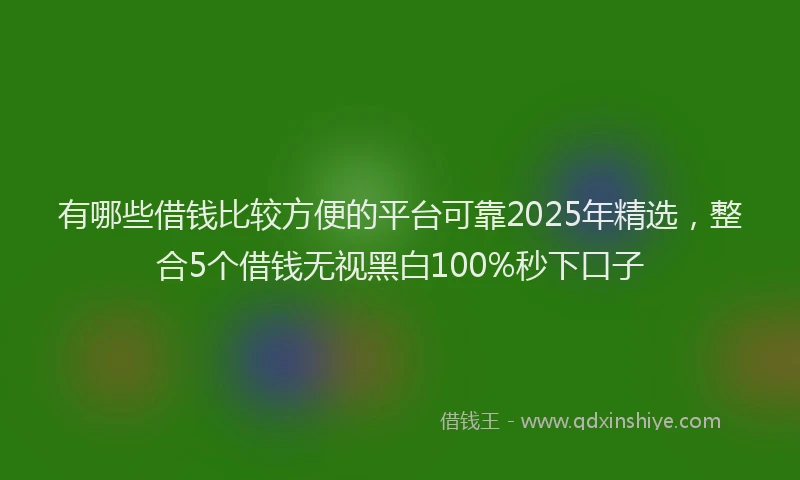 有哪些借钱比较方便的平台可靠2025年精选，整合5个借钱无视黑白100%秒下口子