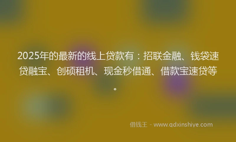 2025年的最新的线上贷款有：招联金融、钱袋速贷融宝、创硕租机、现金秒借通、借款宝速贷等。