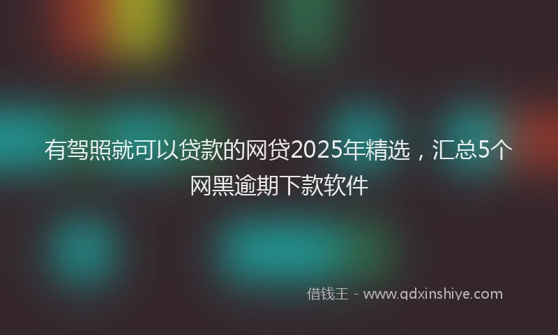 有驾照就可以贷款的网贷2025年精选，汇总5个网黑逾期下款软件