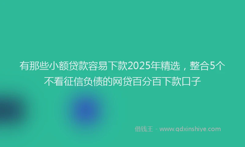 有那些小额贷款容易下款2025年精选，整合5个不看征信负债的网贷百分百下款口子