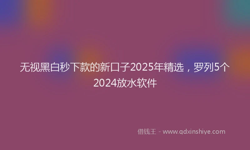 无视黑白秒下款的新口子2025年精选，罗列5个2024放水软件