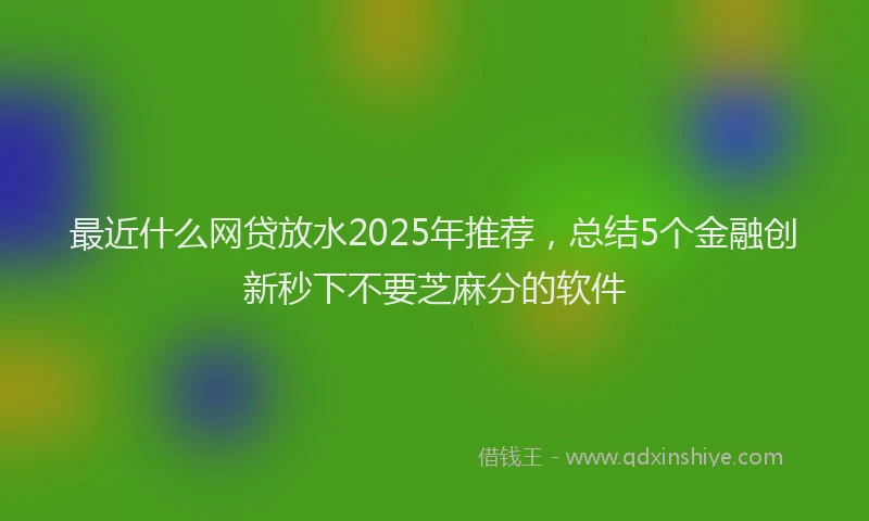 最近什么网贷放水2025年推荐，总结5个金融创新秒下不要芝麻分的软件