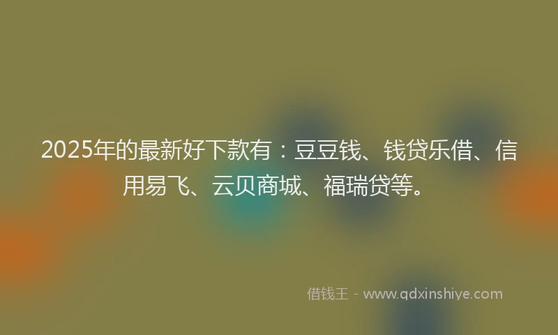 2025年的最新好下款有：豆豆钱、钱贷乐借、信用易飞、云贝商城、福瑞贷等。