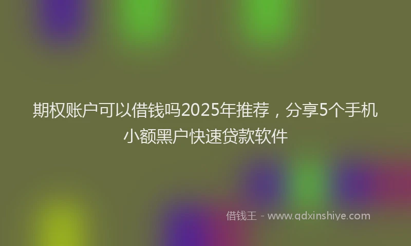 期权账户可以借钱吗2025年推荐，分享5个手机小额黑户快速贷款软件