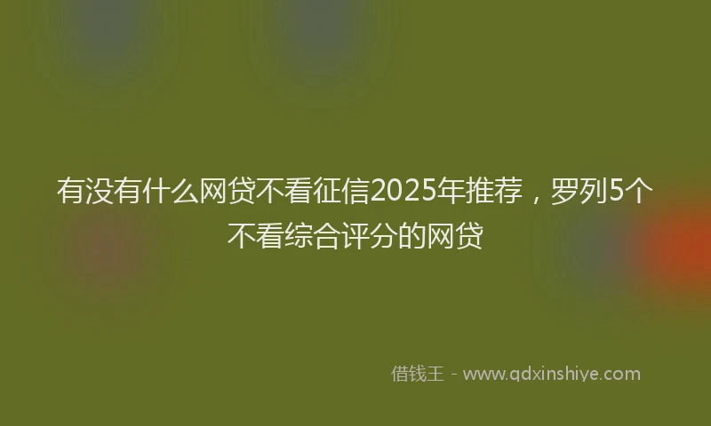 有没有什么网贷不看征信2025年推荐，罗列5个不看综合评分的网贷