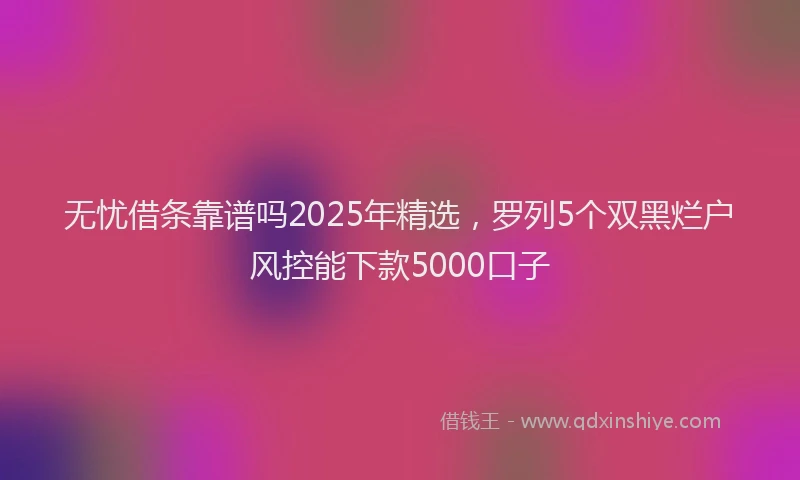 无忧借条靠谱吗2025年精选，罗列5个双黑烂户风控能下款5000口子