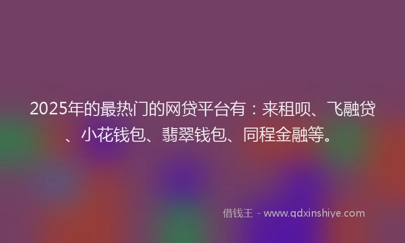 2025年的最热门的网贷平台有：来租呗、飞融贷、小花钱包、翡翠钱包、同程金融等。