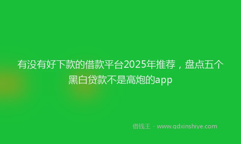 有没有好下款的借款平台2025年推荐，盘点五个黑白贷款不是高炮的app