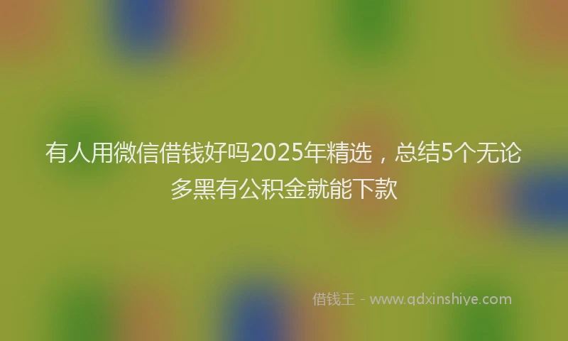 有人用微信借钱好吗2025年精选，总结5个无论多黑有公积金就能下款