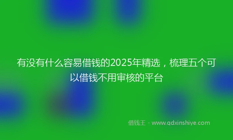 有没有什么容易借钱的2025年精选，梳理五个可以借钱不用审核的平台