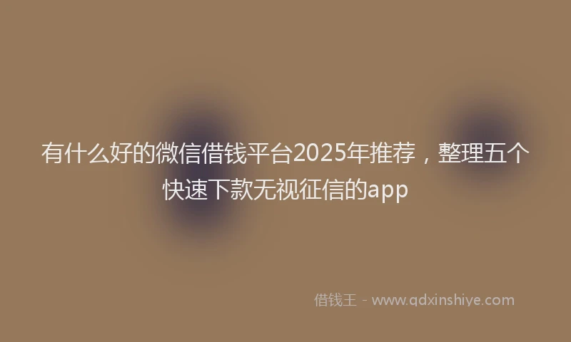 有什么好的微信借钱平台2025年推荐，整理五个快速下款无视征信的app