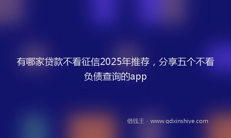 有哪家贷款不看征信2025年推荐，分享五个不看负债查询的app