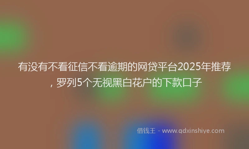 有没有不看征信不看逾期的网贷平台2025年推荐，罗列5个无视黑白花户的下款口子