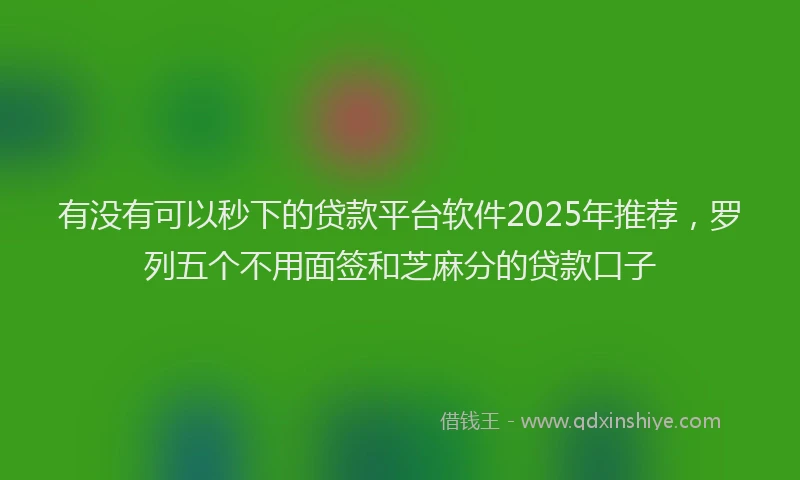 有没有可以秒下的贷款平台软件2025年推荐，罗列五个不用面签和芝麻分的贷款口子
