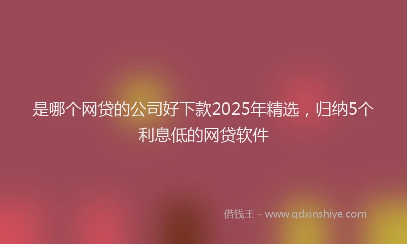 是哪个网贷的公司好下款2025年精选，归纳5个利息低的网贷软件