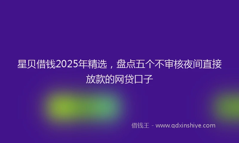 星贝借钱2025年精选，盘点五个不审核夜间直接放款的网贷口子