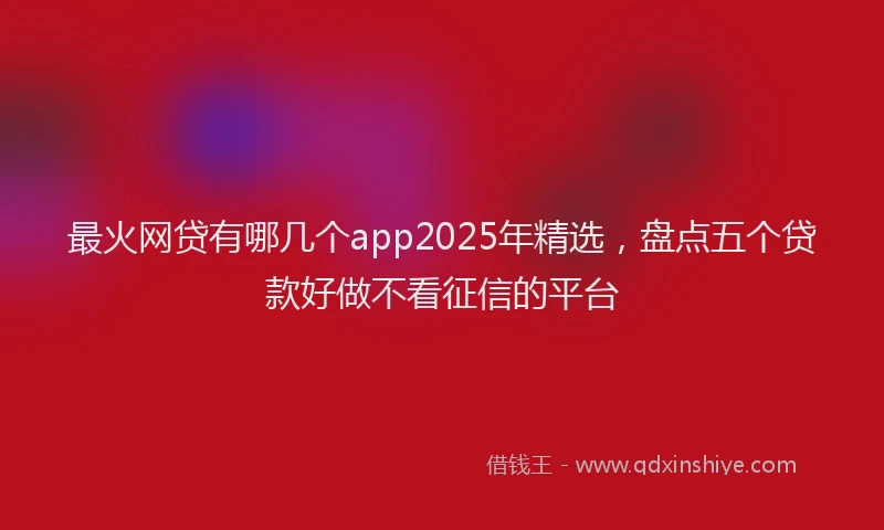 最火网贷有哪几个app2025年精选，盘点五个贷款好做不看征信的平台
