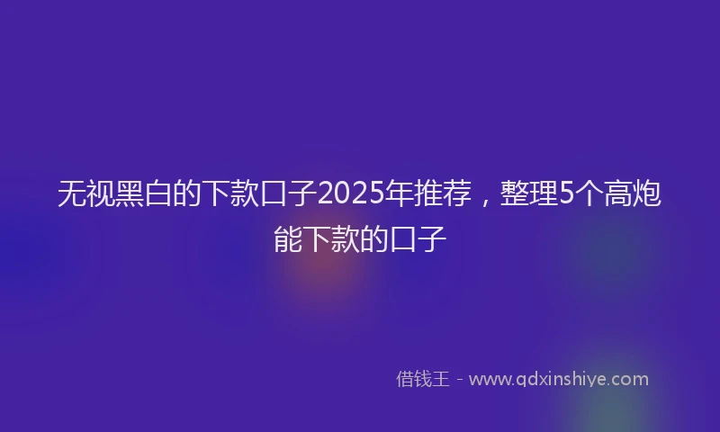 无视黑白的下款口子2025年推荐，整理5个高炮能下款的口子