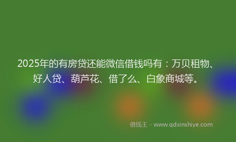 2025年的有房贷还能微信借钱吗有：万贝租物、好人贷、葫芦花、借了么、白象商城等。