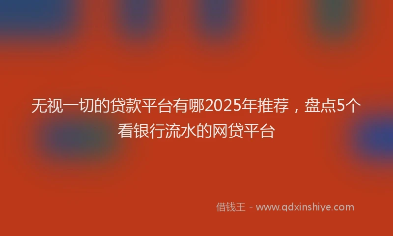 无视一切的贷款平台有哪2025年推荐，盘点5个看银行流水的网贷平台