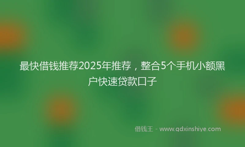最快借钱推荐2025年推荐，整合5个手机小额黑户快速贷款口子