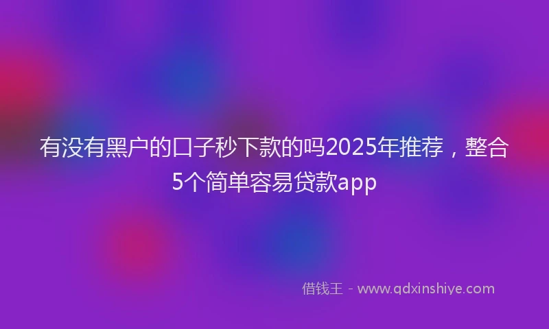 有没有黑户的口子秒下款的吗2025年推荐，整合5个简单容易贷款app