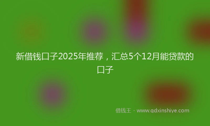 新借钱口子2025年推荐，汇总5个12月能贷款的口子