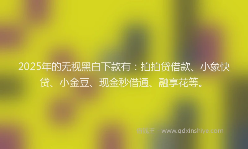 2025年的无视黑白下款有：拍拍贷借款、小象快贷、小金豆、现金秒借通、融享花等。