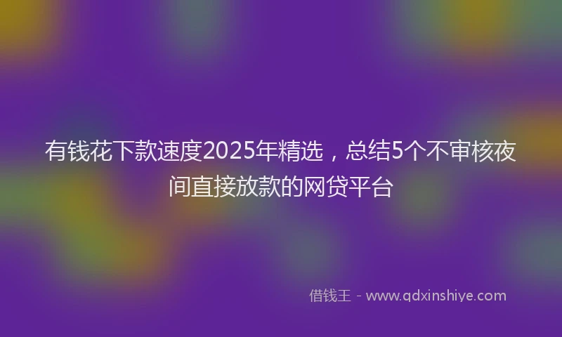 有钱花下款速度2025年精选，总结5个不审核夜间直接放款的网贷平台