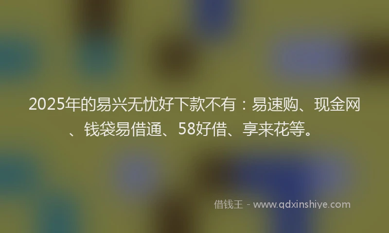 2025年的易兴无忧好下款不有：易速购、现金网、钱袋易借通、58好借、享来花等。