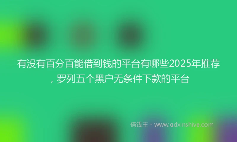 有没有百分百能借到钱的平台有哪些2025年推荐，罗列五个黑户无条件下款的平台